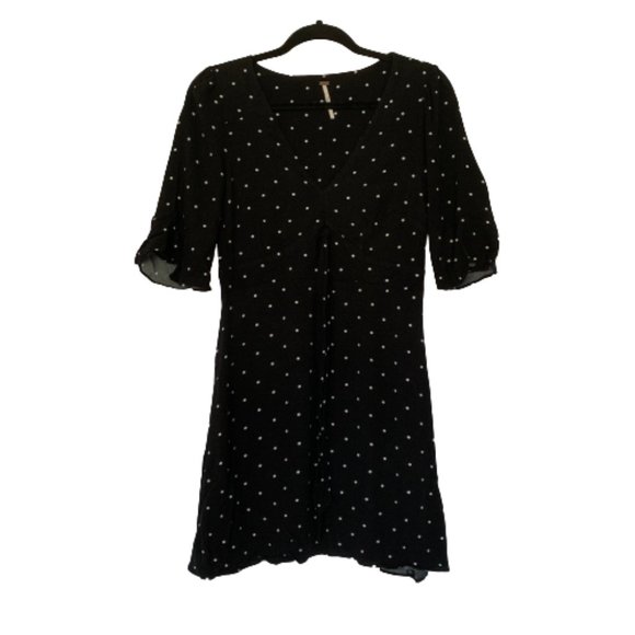 Free People Revolve All Yours Black White Polka Dot Tie-Front Dress - Picture 2 of 6